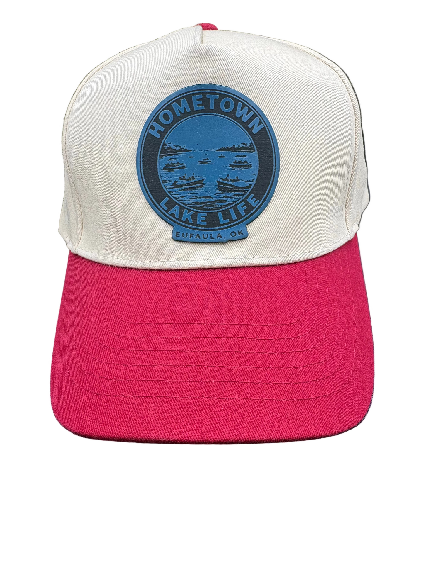 Red and Cream Snapback Baseball Hat