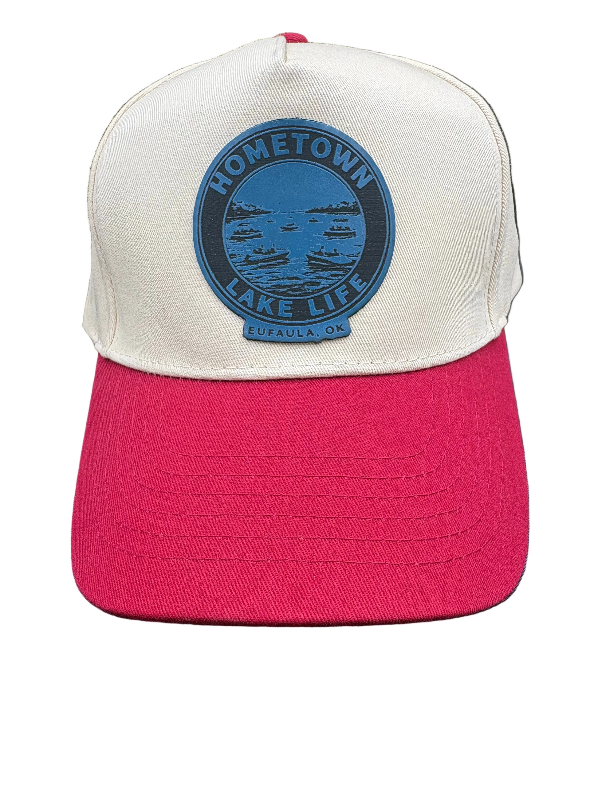 Red and Cream Snapback Baseball Hat